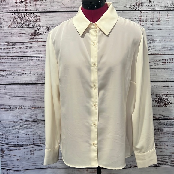 KAREN SCOTT LG PETITE CREAM COLORED BLOUSE - Picture 1 of 9